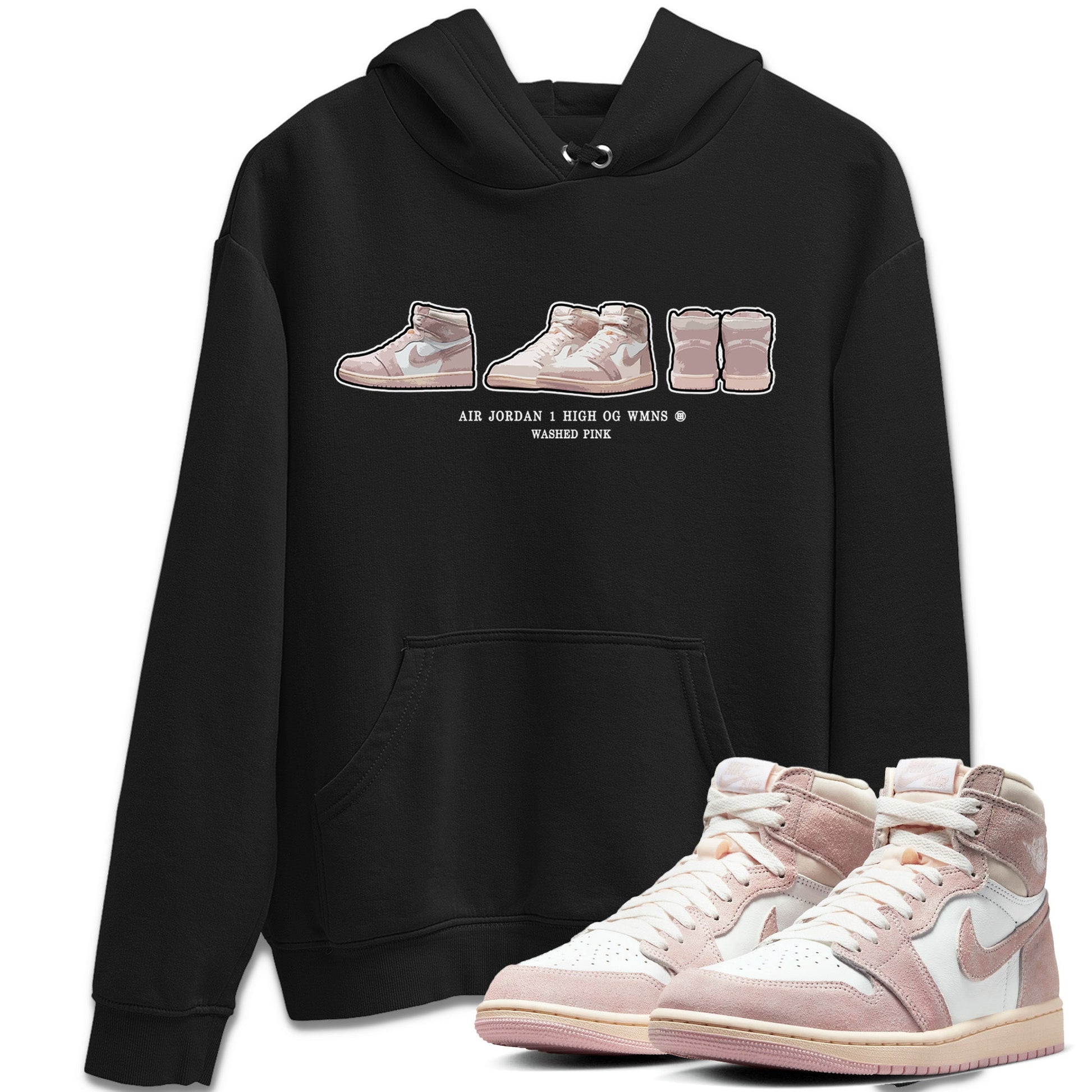 Air Jordan 1 Washed Pink Sneaker Match Tees Sneaker Prelude Sneaker Tees Air Jordan 1 High OG WMNS Washed Pink Sneaker Release Tees Unisex Shirts Black 1