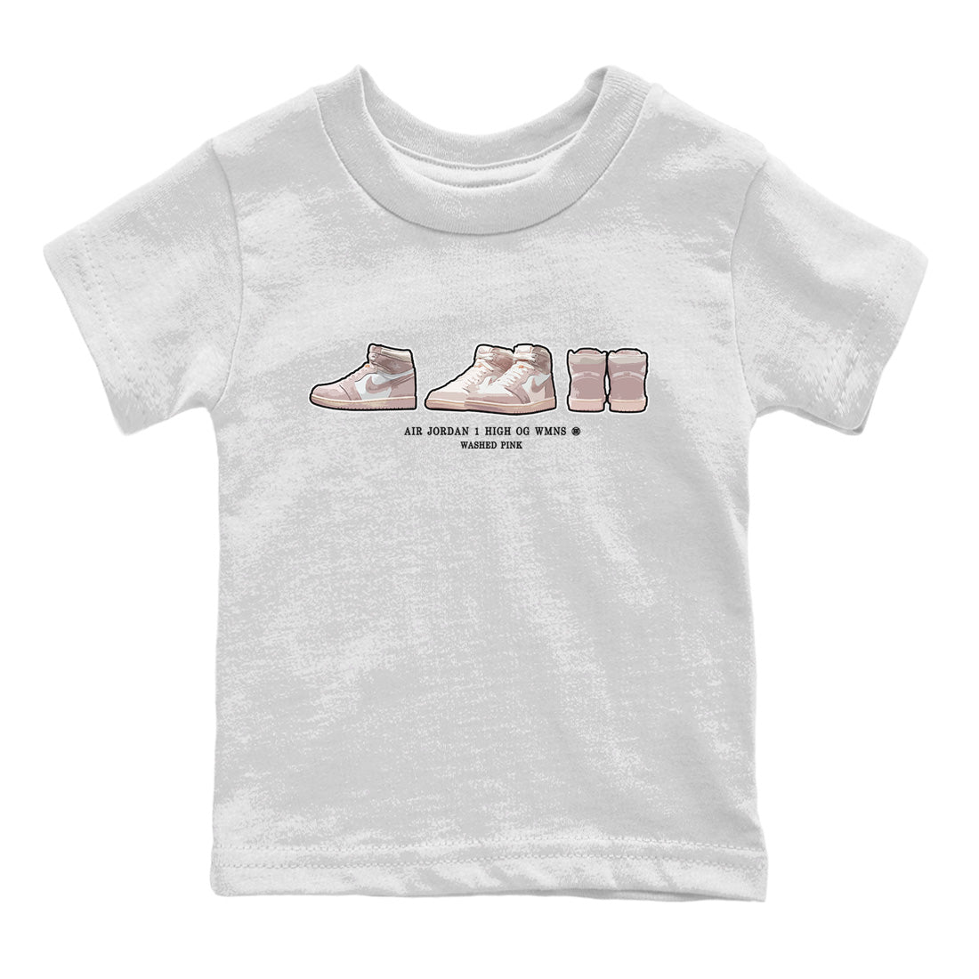 Air Jordan 1 Washed Pink Sneaker Match Tees Sneaker Prelude Sneaker Tees Air Jordan 1 High OG WMNS Washed Pink Sneaker Release Tees Kids Shirts White 2