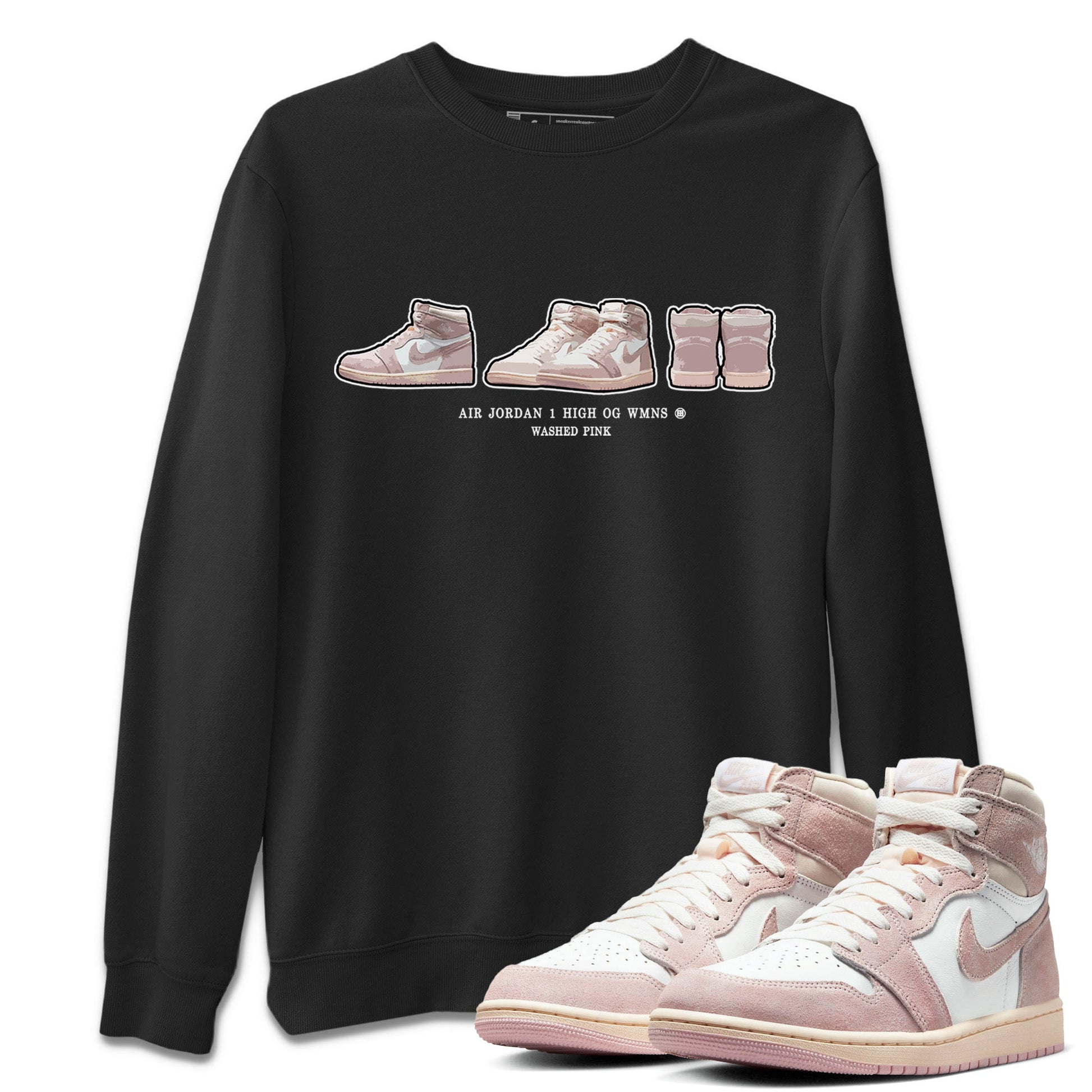 Air Jordan 1 Washed Pink Sneaker Match Tees Sneaker Prelude Sneaker Tees Air Jordan 1 High OG WMNS Washed Pink Sneaker Release Tees Unisex Shirts Black 1