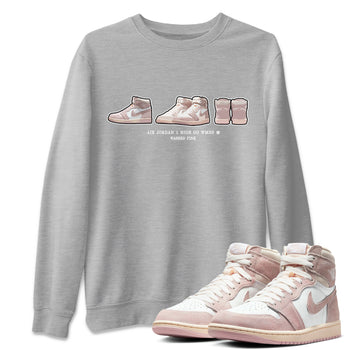 Air Jordan 1 Washed Pink Sneaker Match Tees Sneaker Prelude Sneaker Tees Air Jordan 1 High OG WMNS Washed Pink Sneaker Release Tees Unisex Shirts Heather Grey 1