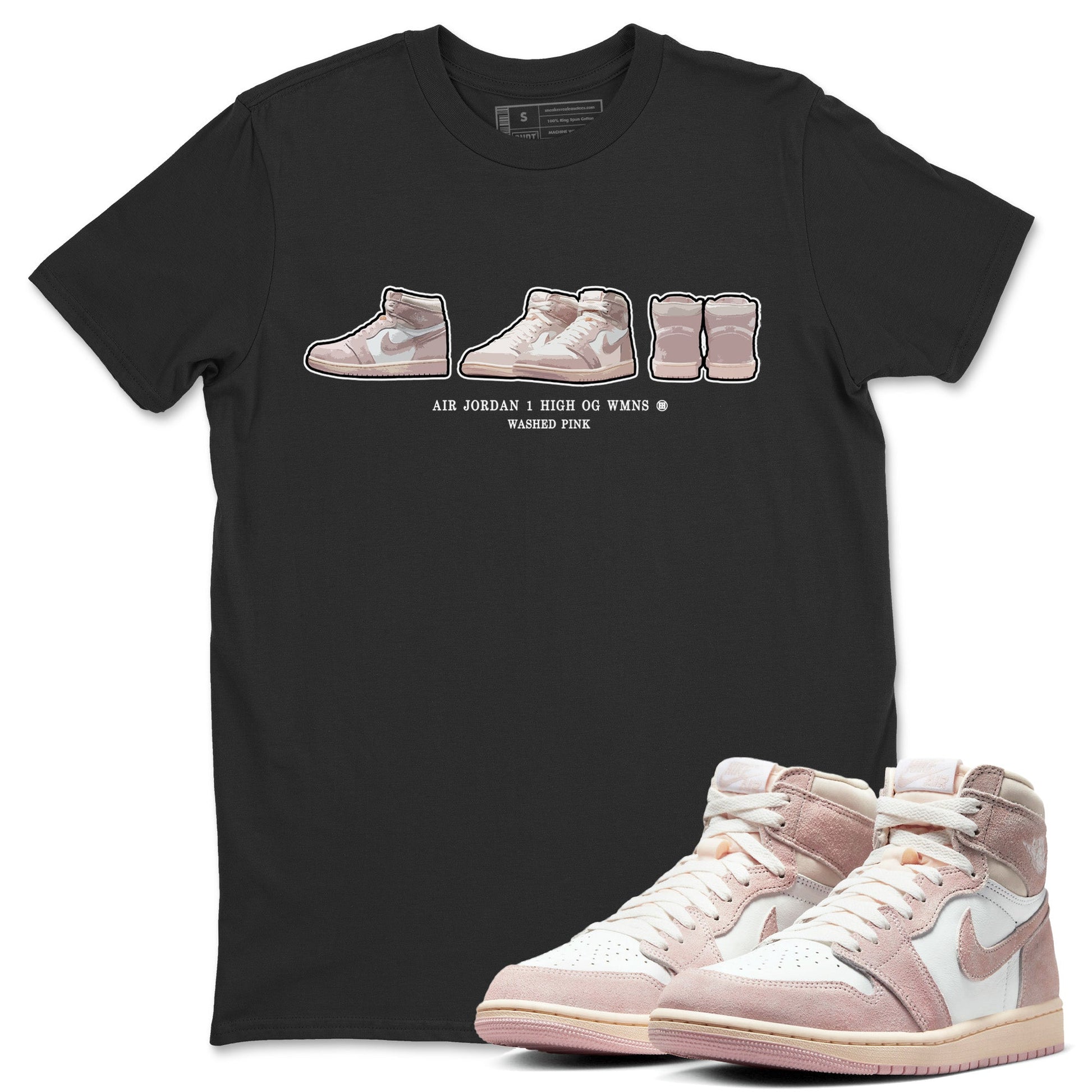 Air Jordan 1 Washed Pink Sneaker Match Tees Sneaker Prelude Sneaker Tees Air Jordan 1 High OG WMNS Washed Pink Sneaker Release Tees Unisex Shirts Black 1