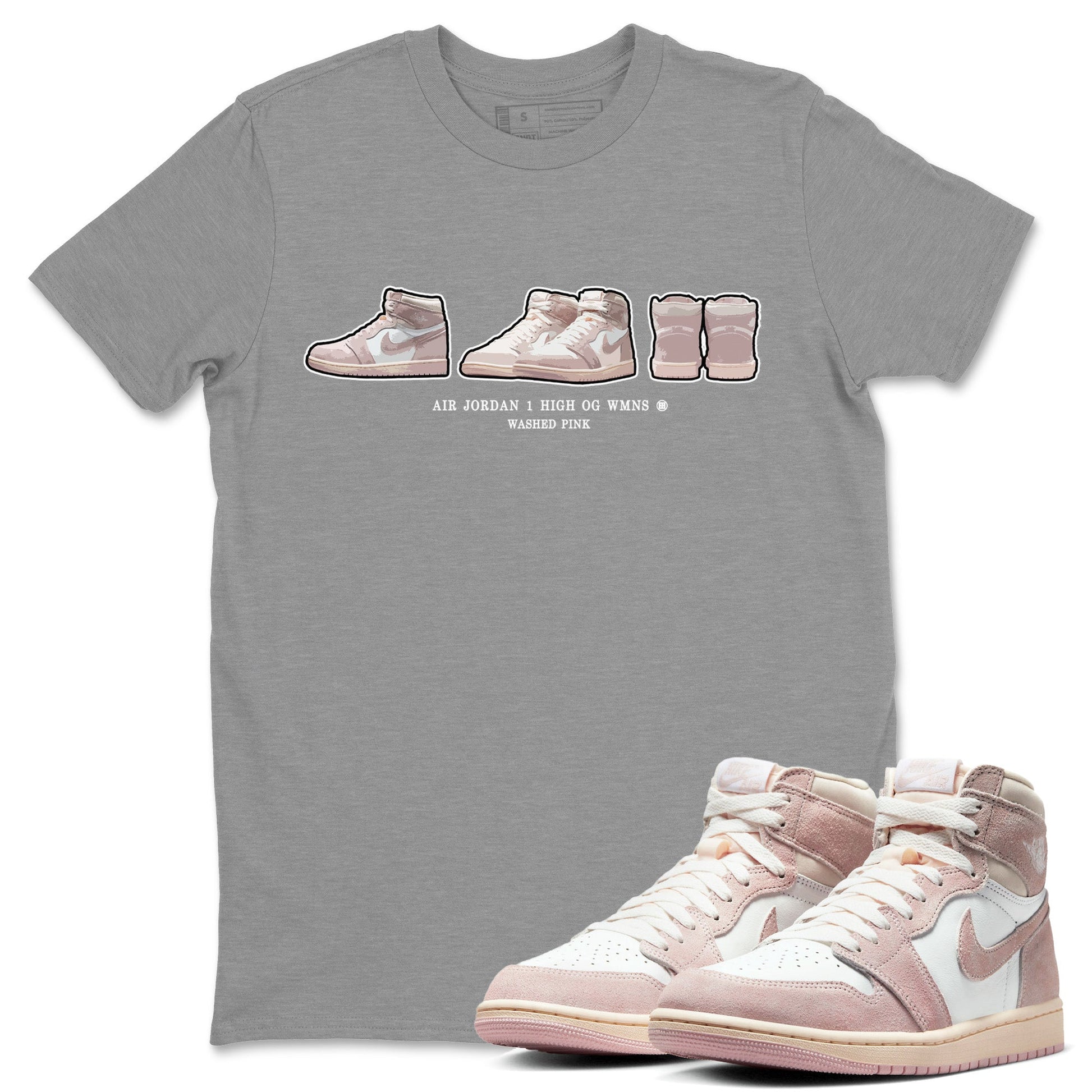 Air Jordan 1 Washed Pink Sneaker Prelude Crew Neck Sneaker Tees Air Jordan 1 High OG WMNS Washed Pink Sneaker T-Shirts Size Chart