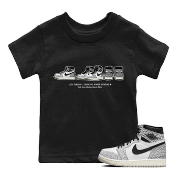 Jordan 1 White Cement Sneaker Match Tees Sneaker Prelude Sneaker Tees Jordan 1 White Cement Sneaker Release Tees Kids Shirts