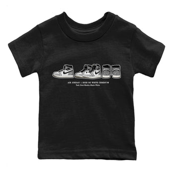 Jordan 1 White Cement Sneaker Match Tees Sneaker Prelude Sneaker Tees Jordan 1 White Cement Sneaker Release Tees Kids Shirts