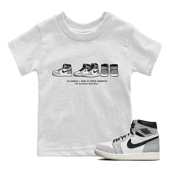 Jordan 1 White Cement Sneaker Match Tees Sneaker Prelude Sneaker Tees Jordan 1 White Cement Sneaker Release Tees Kids Shirts
