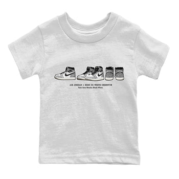 Jordan 1 White Cement Sneaker Match Tees Sneaker Prelude Sneaker Tees Jordan 1 White Cement Sneaker Release Tees Kids Shirts