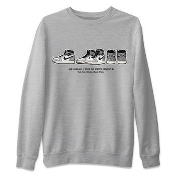Jordan 1 White Cement Sneaker Match Tees Sneaker Prelude Sneaker Tees Jordan 1 White Cement Sneaker Release Tees Unisex Shirts