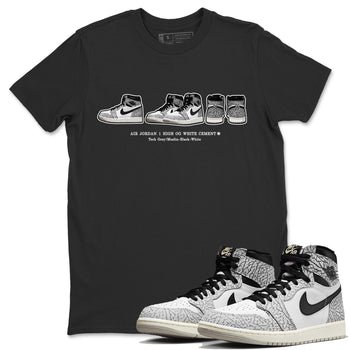 Jordan 1 White Cement Sneaker Match Tees Sneaker Prelude Sneaker Tees Jordan 1 White Cement Sneaker Release Tees Unisex Shirts
