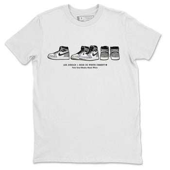 Jordan 1 White Cement Sneaker Match Tees Sneaker Prelude Sneaker Tees Jordan 1 White Cement Sneaker Release Tees Unisex Shirts