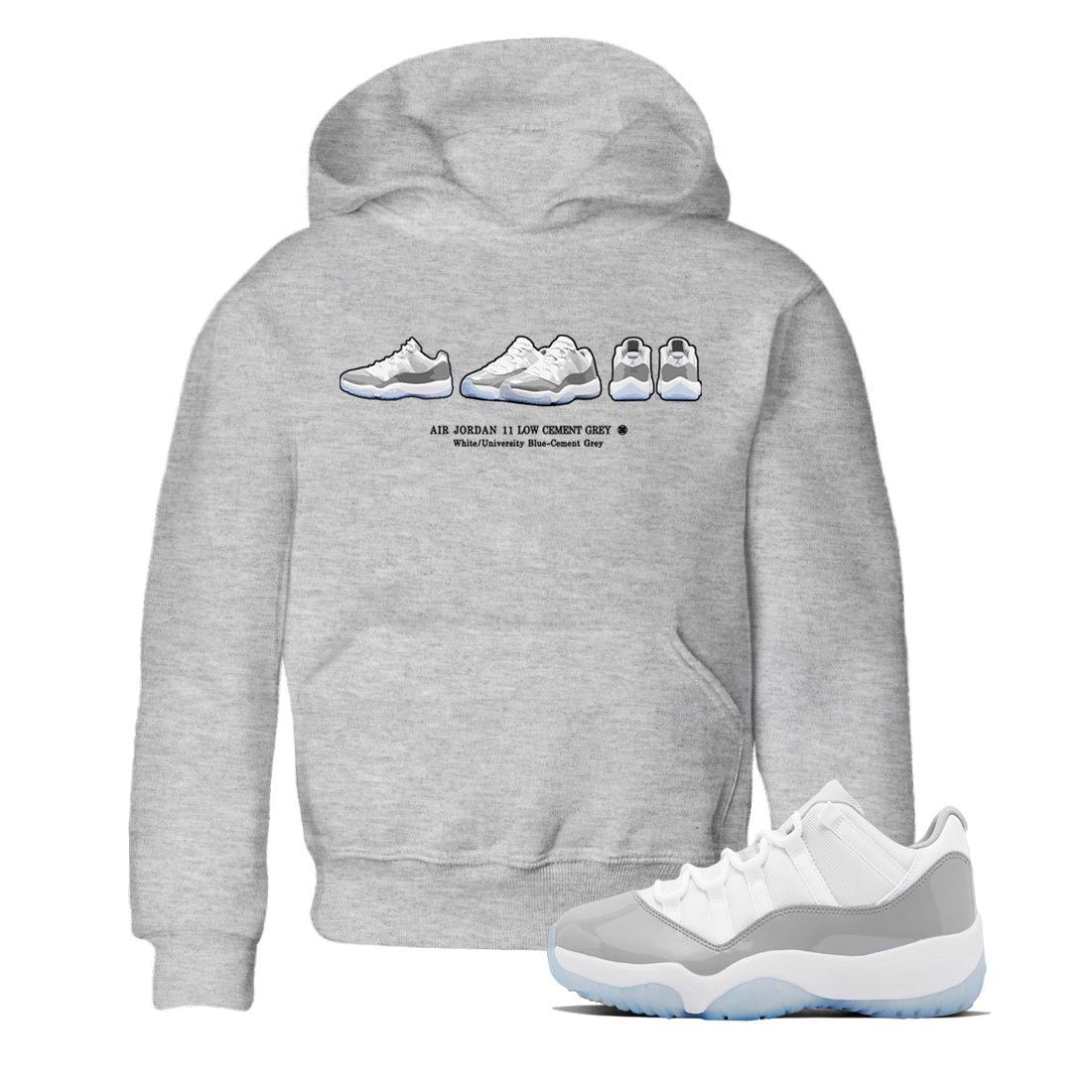 Air Jordan 11 White Cement Sneaker Match Tees Sneaker Prelude Sneaker Tees Air Jordan 11 Cement Grey Sneaker Release Tees Kids Shirts Heather Grey 1