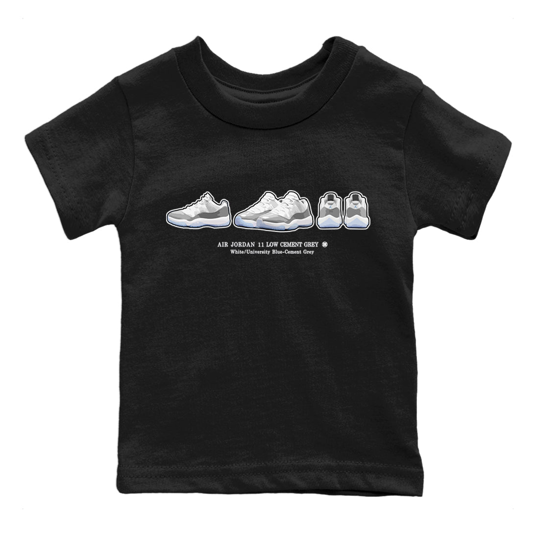 Air Jordan 11 White Cement Sneaker Match Tees Sneaker Prelude Sneaker Tees Air Jordan 11 Cement Grey Sneaker Release Tees Kids Shirts Black 2