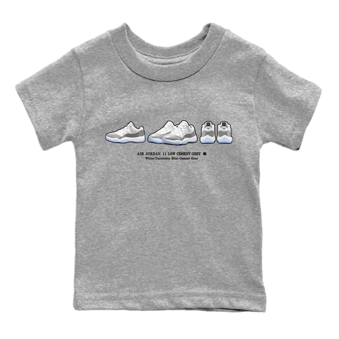 Air Jordan 11 White Cement Sneaker Match Tees Sneaker Prelude Sneaker Tees Air Jordan 11 Cement Grey Sneaker Release Tees Kids Shirts Heather Grey 2