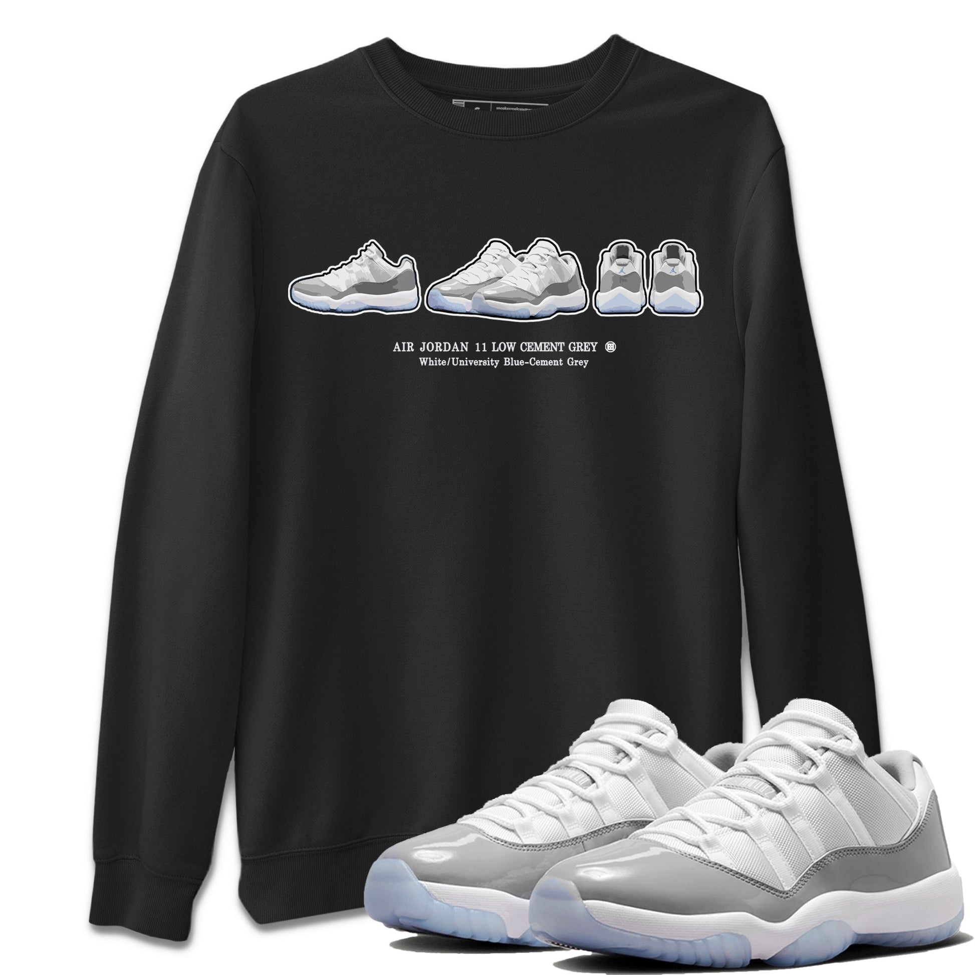 Air Jordan 11 White Cement Sneaker Match Tees Sneaker Prelude Sneaker Tees Air Jordan 11 Cement Grey Sneaker Release Tees Unisex Shirts Black 1