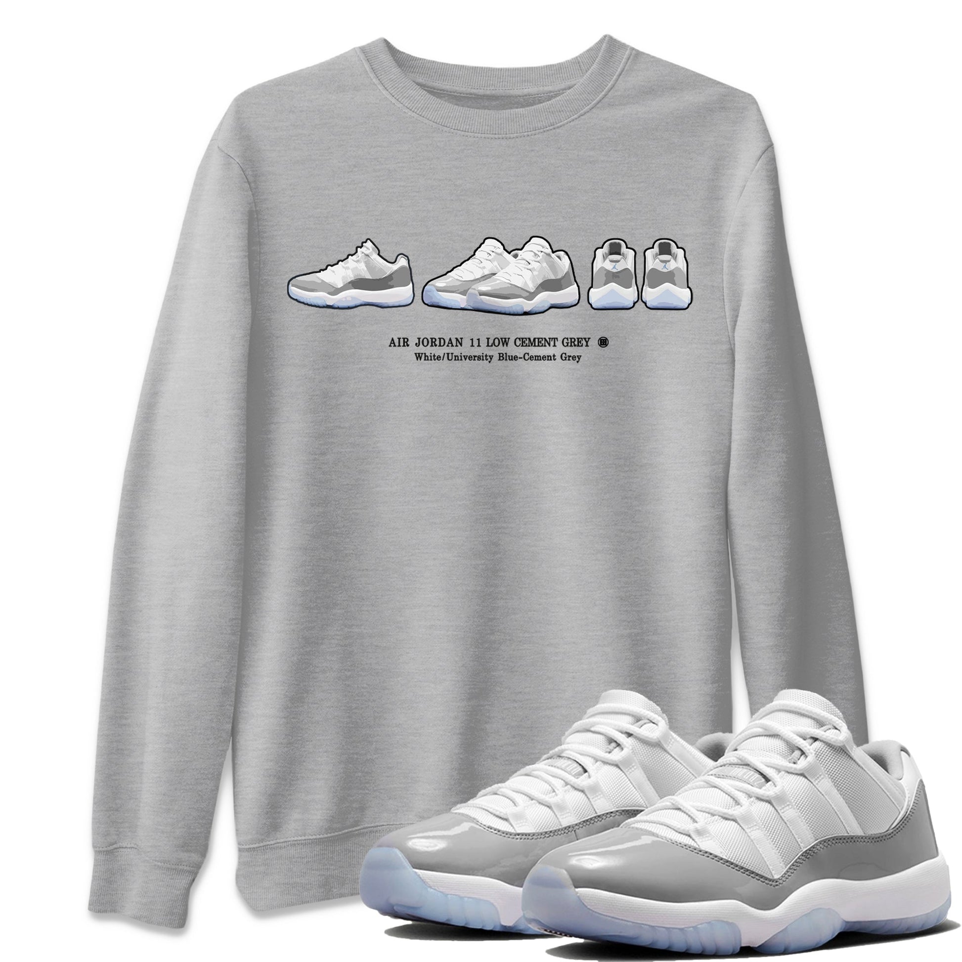 Air Jordan 11 White Cement Sneaker Match Tees Sneaker Prelude Sneaker Tees Air Jordan 11 Cement Grey Sneaker Release Tees Unisex Shirts Heather Grey 1