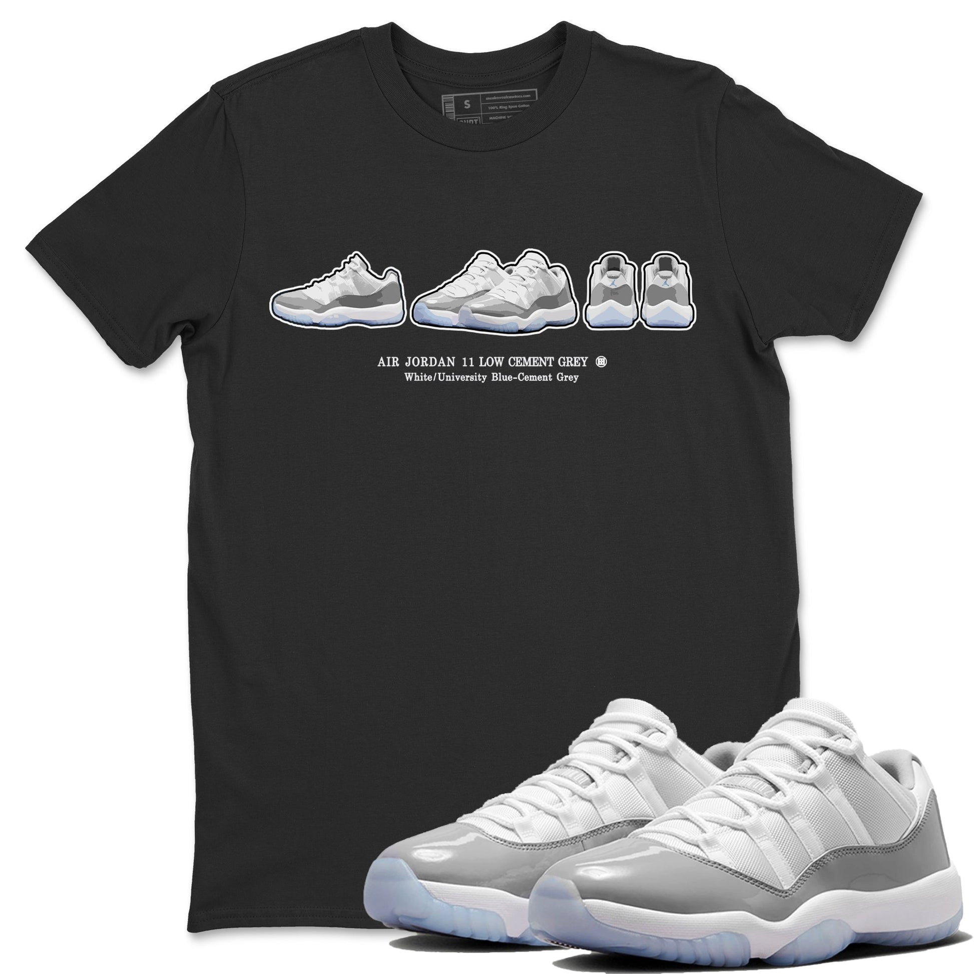 Air Jordan 11 White Cement Sneaker Match Tees Sneaker Prelude Sneaker Tees Air Jordan 11 Cement Grey Sneaker Release Tees Unisex Shirts Black 1