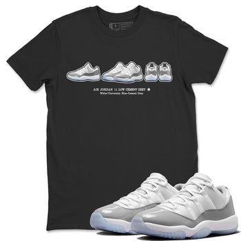 Air Jordan 11 White Cement Sneaker Match Tees Sneaker Prelude Sneaker Tees Air Jordan 11 Cement Grey Sneaker Release Tees Unisex Shirts Black 1