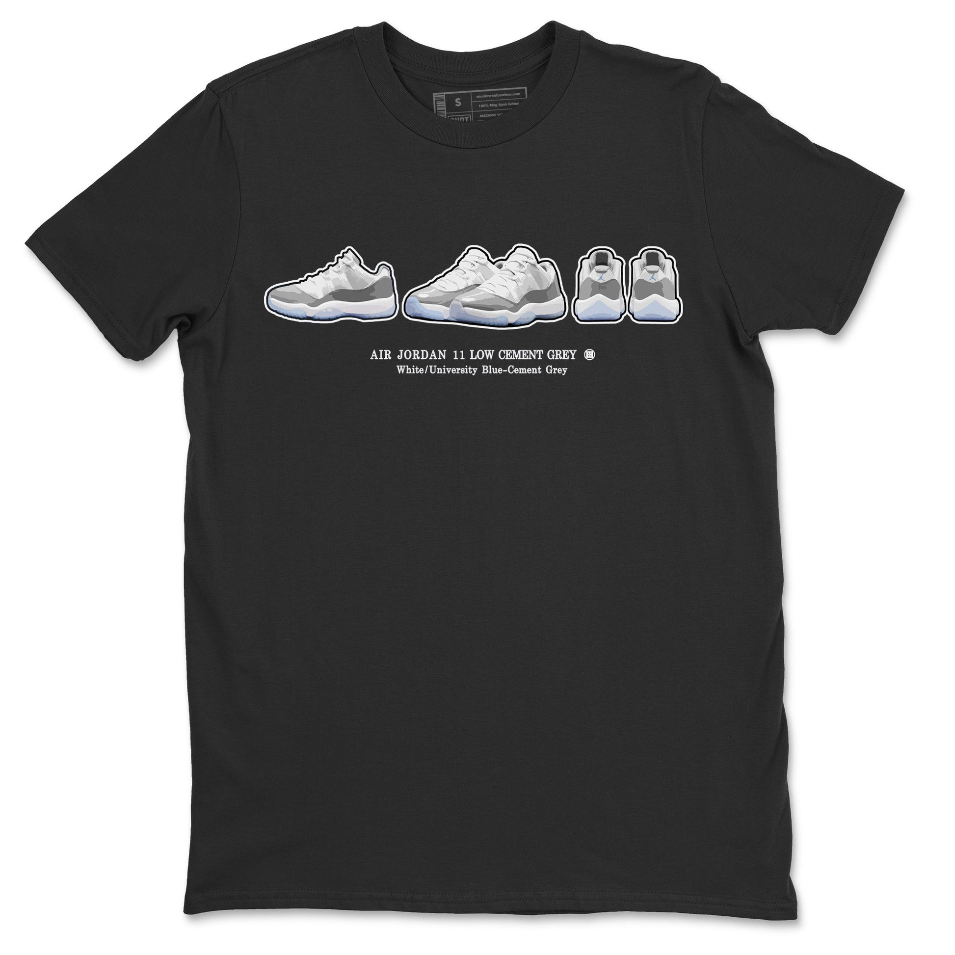 Air Jordan 11 White Cement Sneaker Match Tees Sneaker Prelude Sneaker Tees Air Jordan 11 Cement Grey Sneaker Release Tees Unisex Shirts Black 2