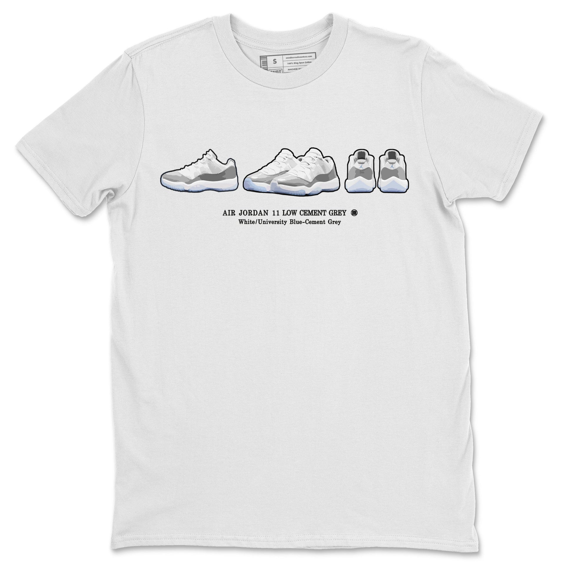 Air Jordan 11 White Cement Sneaker Match Tees Sneaker Prelude Sneaker Tees Air Jordan 11 Cement Grey Sneaker Release Tees Unisex Shirts White 2