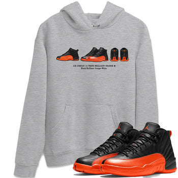 Air Jordan 12 Brilliant Orange Sneaker Match Tees Sneaker Prelude t shirt Air Jordan 12 WMNS Brilliant Orange Sneaker Tees Unisex Shirts Heather Grey 1