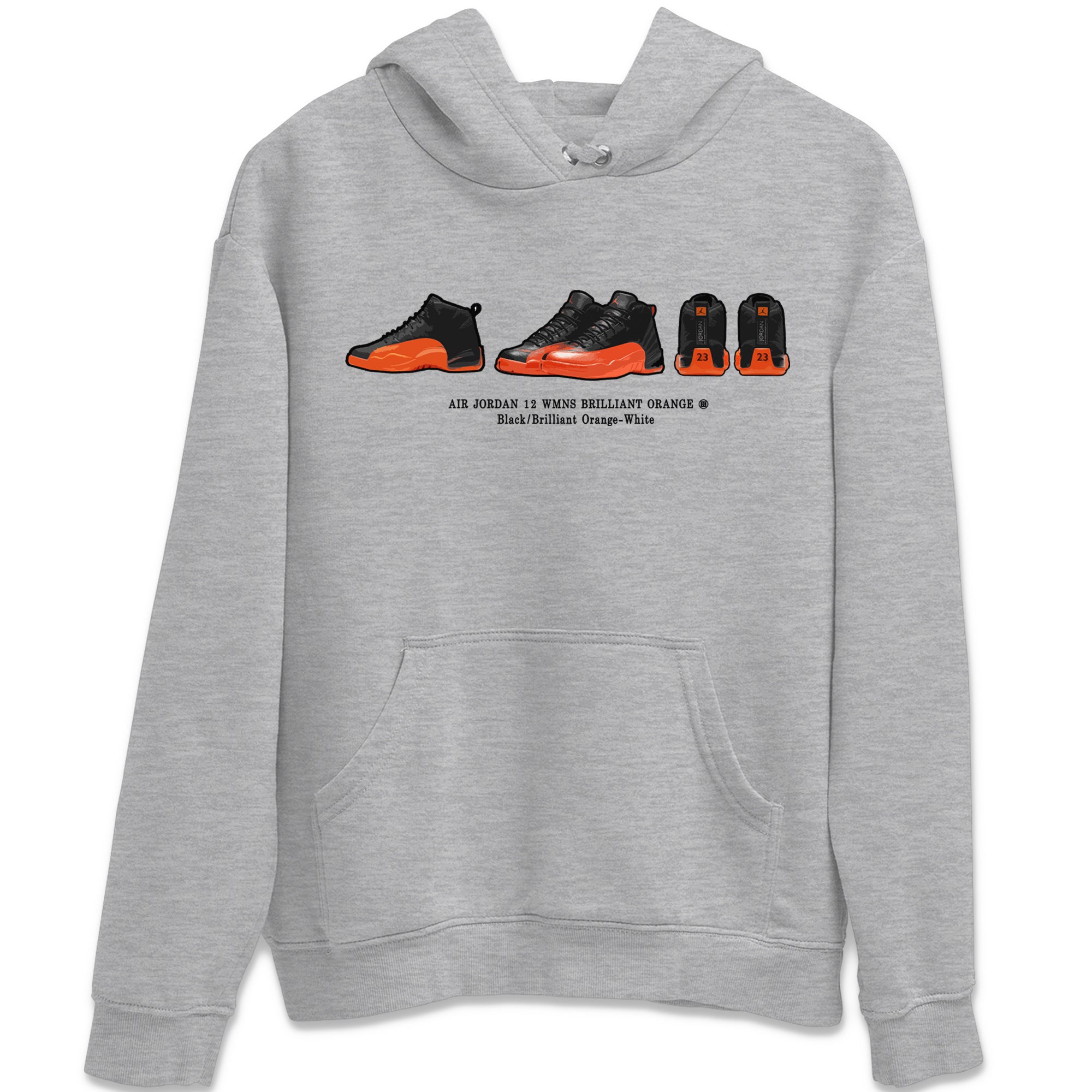 Air Jordan 12 Brilliant Orange Sneaker Match Tees Sneaker Prelude t shirt Air Jordan 12 WMNS Brilliant Orange Sneaker Tees Unisex Shirts Heather Grey 2