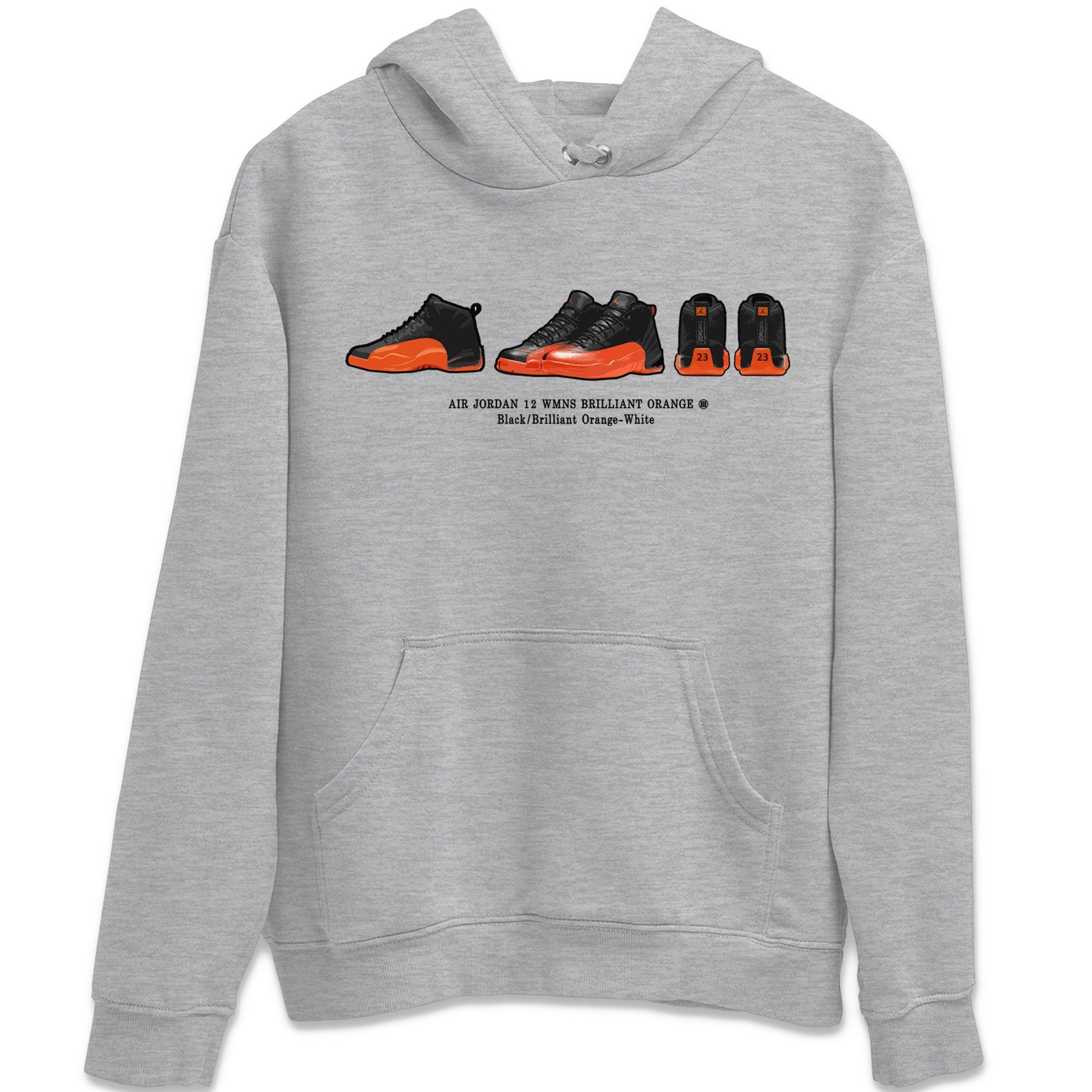 Air Jordan 12 Brilliant Orange Sneaker Match Tees Sneaker Prelude t shirt Air Jordan 12 WMNS Brilliant Orange Sneaker Tees Unisex Shirts Heather Grey 2