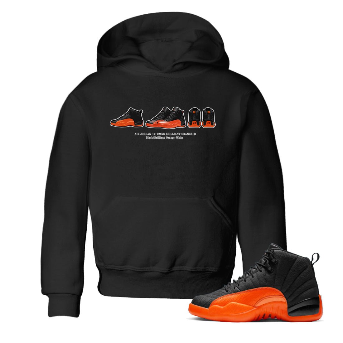 Air Jordan 12 Brilliant Orange Sneaker Prelude Baby and Kids t shirt Air Jordan 12 Brilliant Orange Kids t shirt Washing and Care Tip