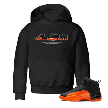 Air Jordan 12 Brilliant Orange Sneaker Prelude Baby and Kids t shirt Air Jordan 12 Brilliant Orange Kids t shirt Washing and Care Tip