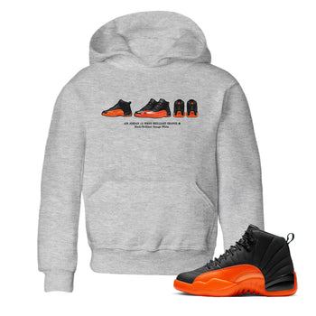Air Jordan 12 Brilliant Orange Sneaker Match Tees Sneaker Prelude t shirt Air Jordan 12 WMNS Brilliant Orange Sneaker Tees Kids Shirts Heather Grey 1