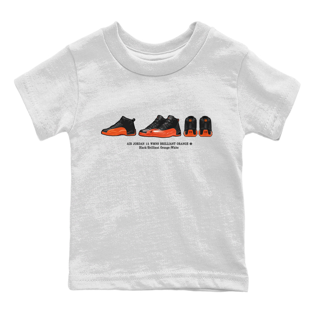Air Jordan 12 Brilliant Orange Sneaker Match Tees Sneaker Prelude t shirt Air Jordan 12 WMNS Brilliant Orange Sneaker Tees Kids Shirts White 2