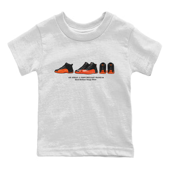 Air Jordan 12 Brilliant Orange Sneaker Match Tees Sneaker Prelude t shirt Air Jordan 12 WMNS Brilliant Orange Sneaker Tees Kids Shirts White 2