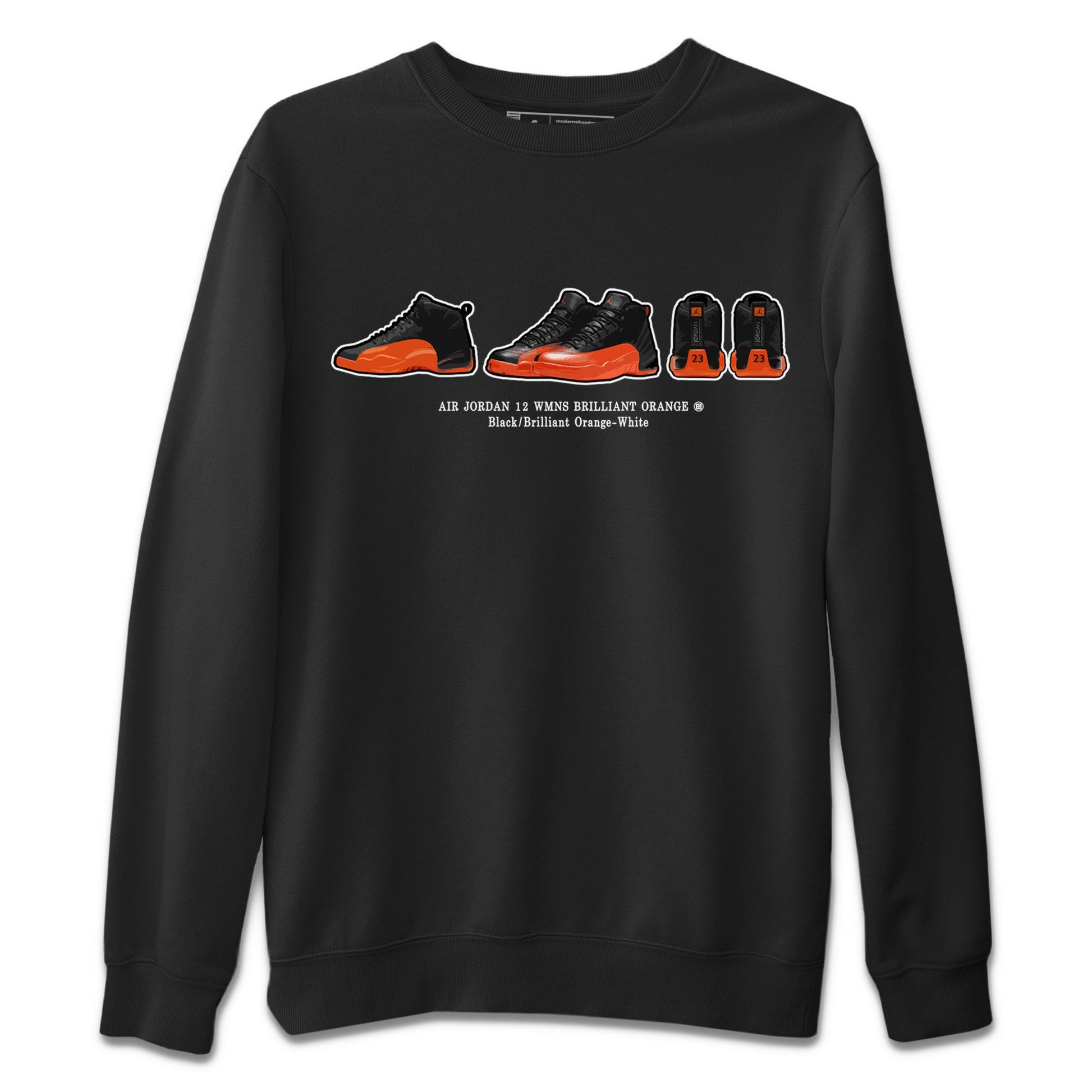 Air Jordan 12 Brilliant Orange Sneaker Match Tees Sneaker Prelude t shirt Air Jordan 12 WMNS Brilliant Orange Sneaker Tees Unisex Shirts Black 2