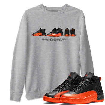 Air Jordan 12 Brilliant Orange Sneaker Match Tees Sneaker Prelude t shirt Air Jordan 12 WMNS Brilliant Orange Sneaker Tees Unisex Shirts Heather Grey 1