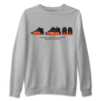 Air Jordan 12 Brilliant Orange Sneaker Match Tees Sneaker Prelude t shirt Air Jordan 12 WMNS Brilliant Orange Sneaker Tees Unisex Shirts Heather Grey 2