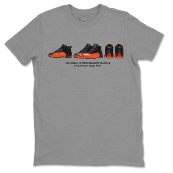 Air Jordan 12 Brilliant Orange Sneaker Match Tees Sneaker Prelude t shirt Air Jordan 12 WMNS Brilliant Orange Sneaker Tees Unisex Shirts Heather Grey 2
