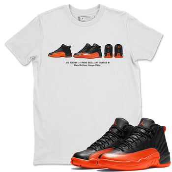 Air Jordan 12 Brilliant Orange Sneaker Match Tees Sneaker Prelude t shirt Air Jordan 12 WMNS Brilliant Orange Sneaker Tees Unisex Shirts White 1