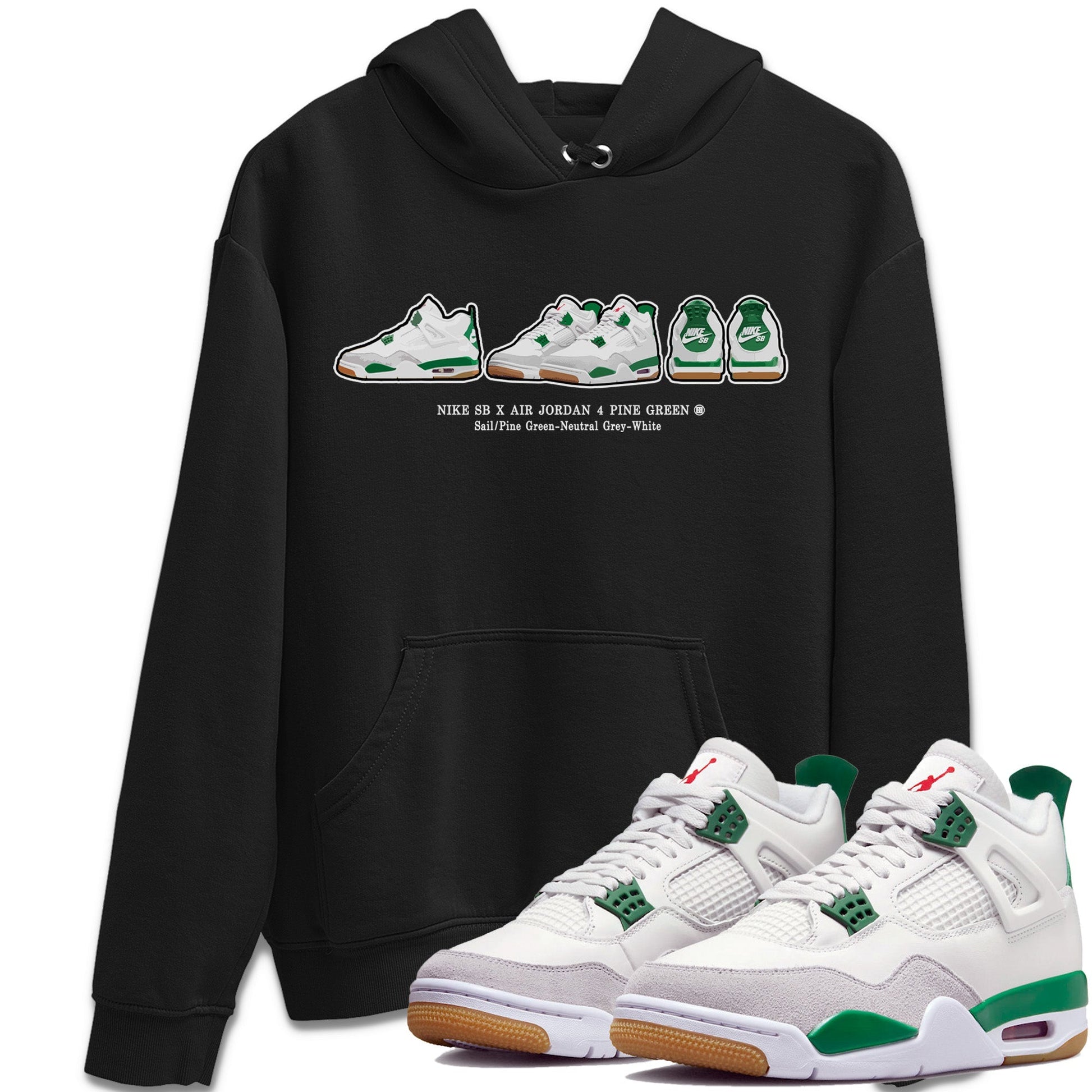Jordan 4 Pine Green SB Sneaker Match Tees Sneaker Prelude Sneaker Tees Nike SB Air Jordan 4 Pine Green Sneaker Tees Sneaker Release Shirts Unisex Shirts Black 1