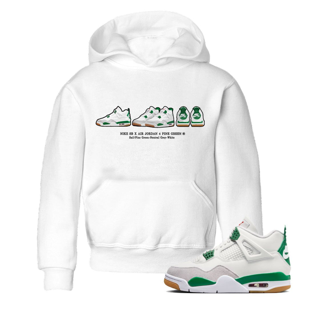 Jordan 4 Pine Green SB Sneaker Match Tees Sneaker Prelude Sneaker Tees Nike SB Air Jordan 4 Pine Green Sneaker Tees Sneaker Release Shirts Kids Shirts White 1