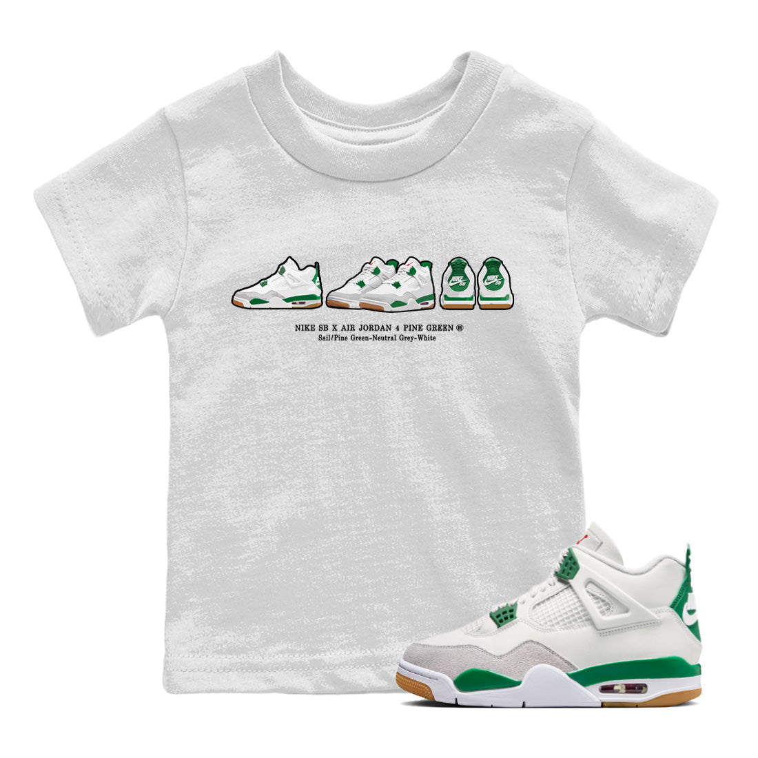Air Jordan 4 Pine Green Sneaker Match Tees Sneaker Prelude Sneaker Tees Nike SB Air Jordan 4 Pine Green Sneaker Release Tees Kids Shirts White 1