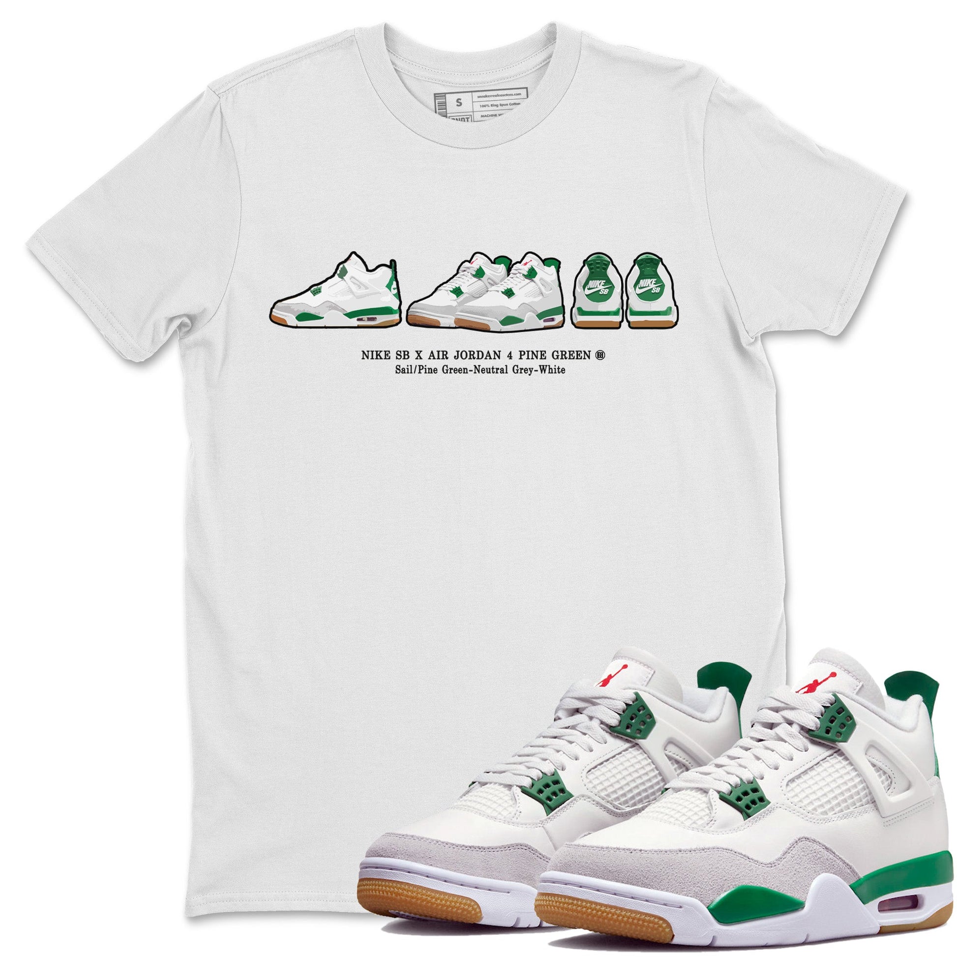 Air Jordan 4 Pine Green Sneaker Match Tees Sneaker Prelude Sneaker Tees Nike SB Air Jordan 4 Pine Green Sneaker Release Tees Unisex Shirts White 1