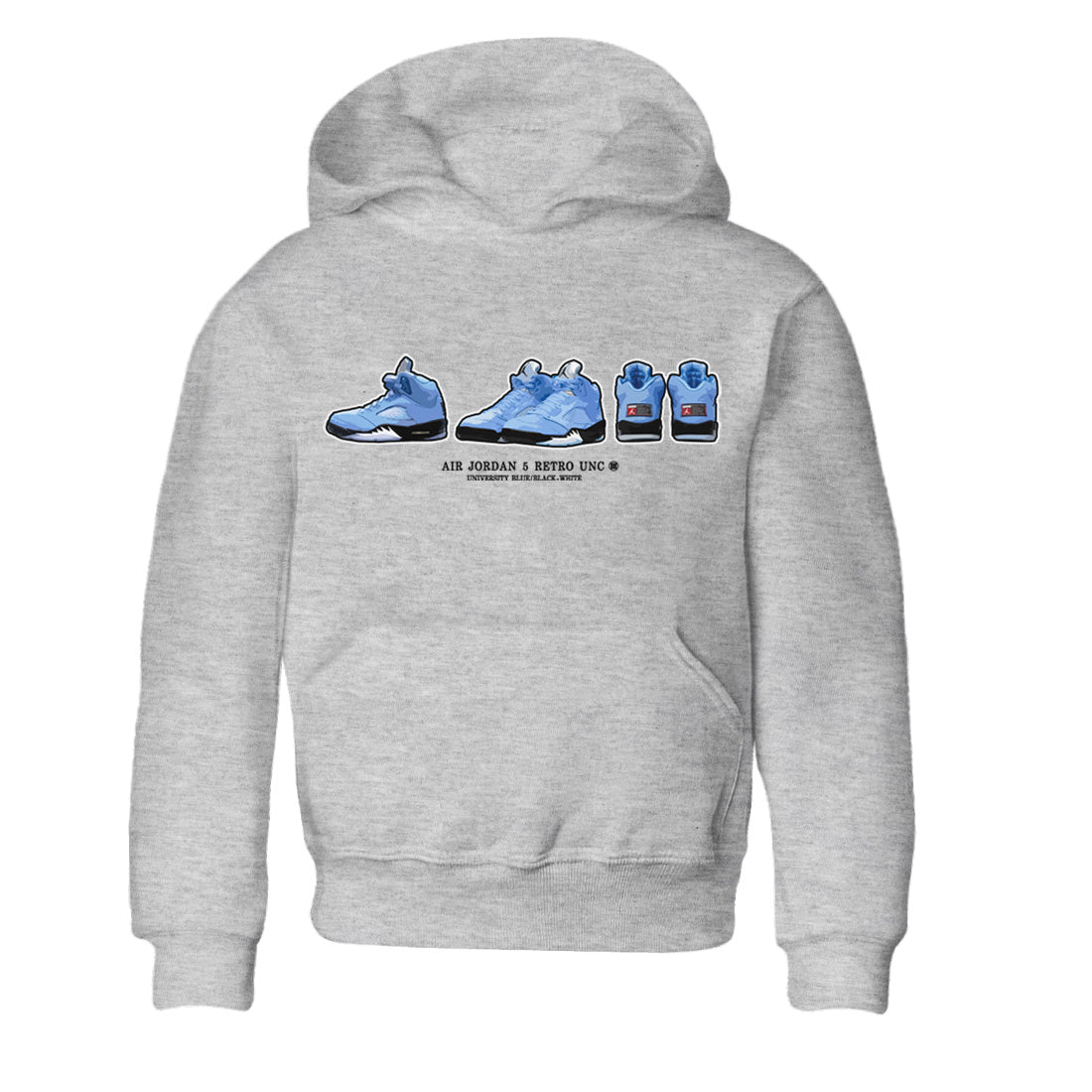 Jordan 5 UNC Jordan Shirts Sneaker Prelude Sneaker Tees Air Jordan 5 Retro UNC Sneaker Release Tees Kids Shirts Heather Grey 2
