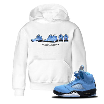 Jordan 5 UNC Jordan Shirts Sneaker Prelude Sneaker Tees Air Jordan 5 Retro UNC Sneaker Release Tees Kids Shirts White 1