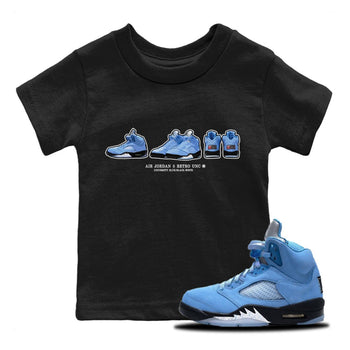 Jordan 5 UNC Jordan Shirts Sneaker Prelude Sneaker Tees Air Jordan 5 Retro UNC Sneaker Release Tees Kids Shirts Black 1