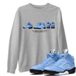 Jordan 5 UNC Jordan Shirts Sneaker Prelude Sneaker Tees Air Jordan 5 UNC SNRT Sneaker Tees Unisex Shirts Heather Grey 1