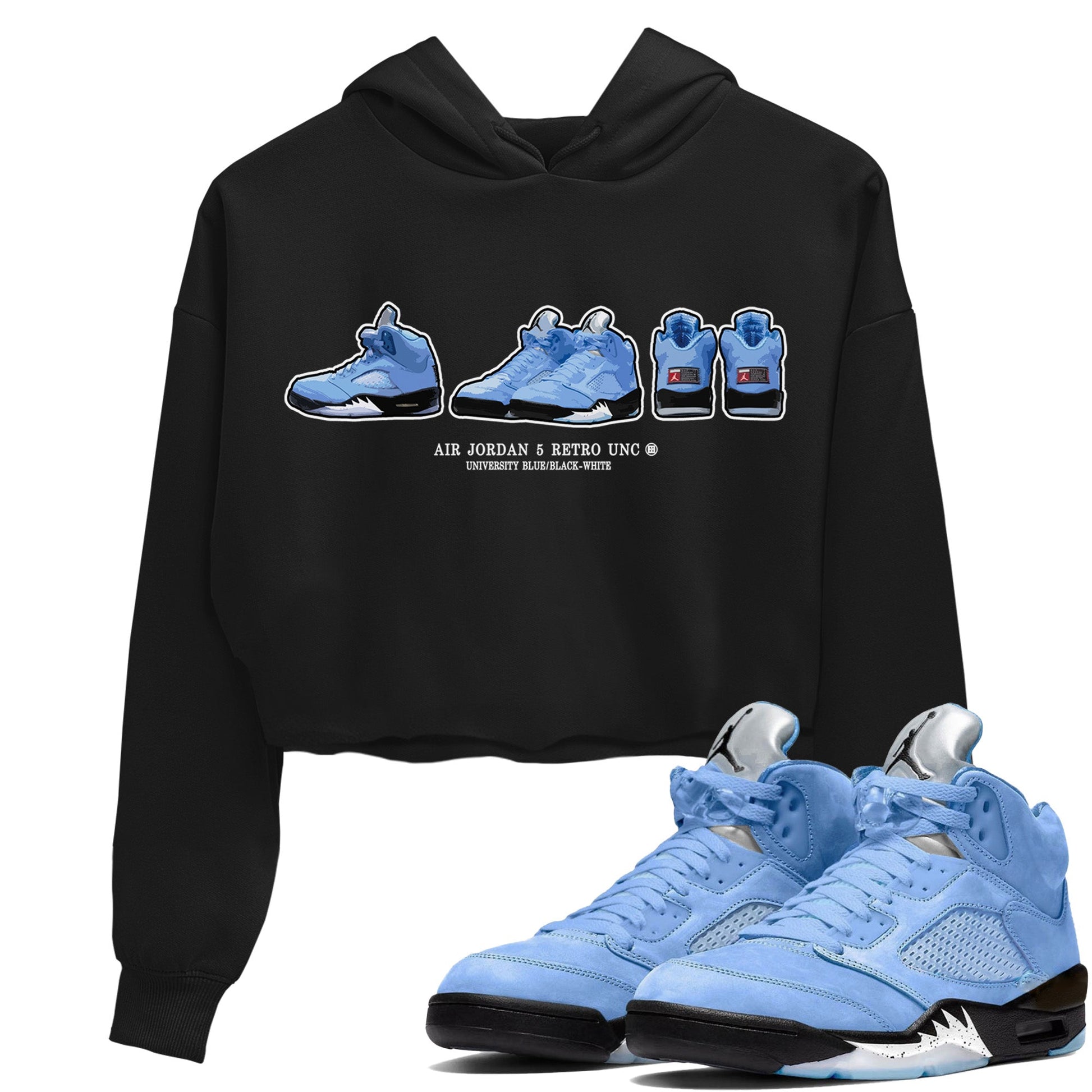 Jordan 5 UNC Jordan Shirts Sneaker Prelude Sneaker Tees Air Jordan 5 Retro UNC Sneaker Release Tees Women's Shirts Black 1