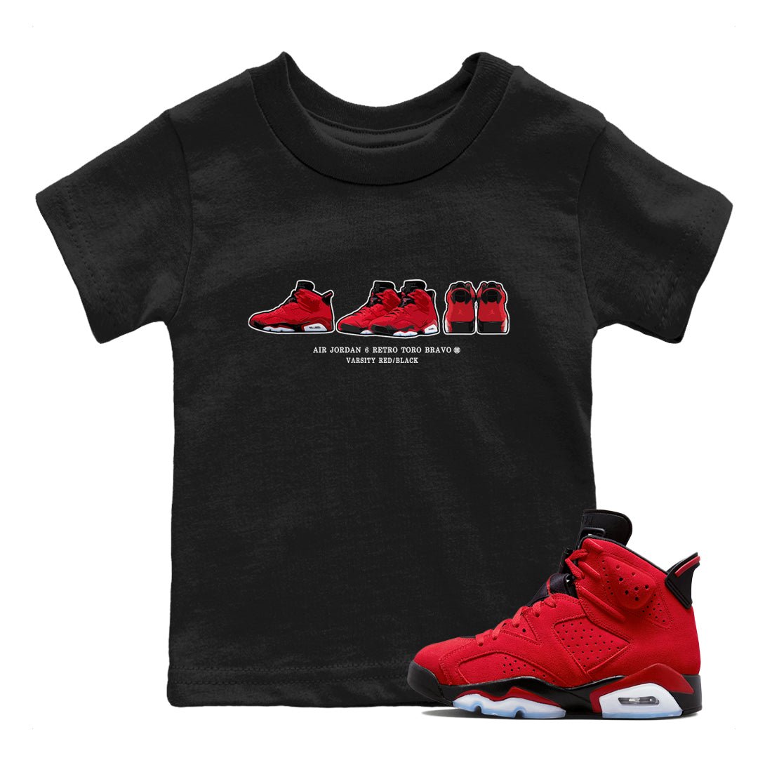 Air Jordan 6 Toro Bravo Sneaker Match Tees Sneaker Prelude Sneaker Tees Air Jordan 6 Toro Tees Kids Shirts Black 1