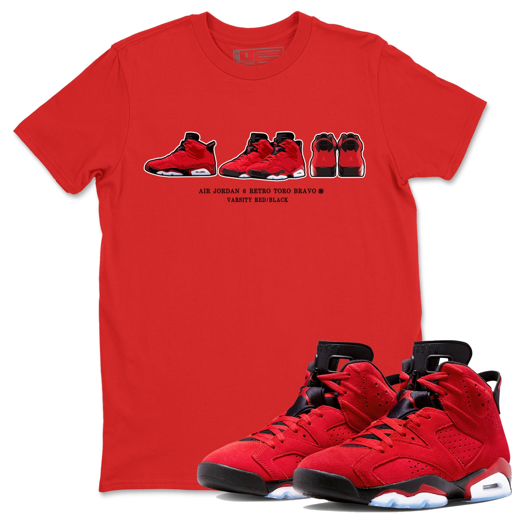 Air Jordan 6 Toro Bravo Sneaker Match Tees Sneaker Prelude Sneaker Tees Air Jordan 6 Toro Tees Unisex Shirts Red 1
