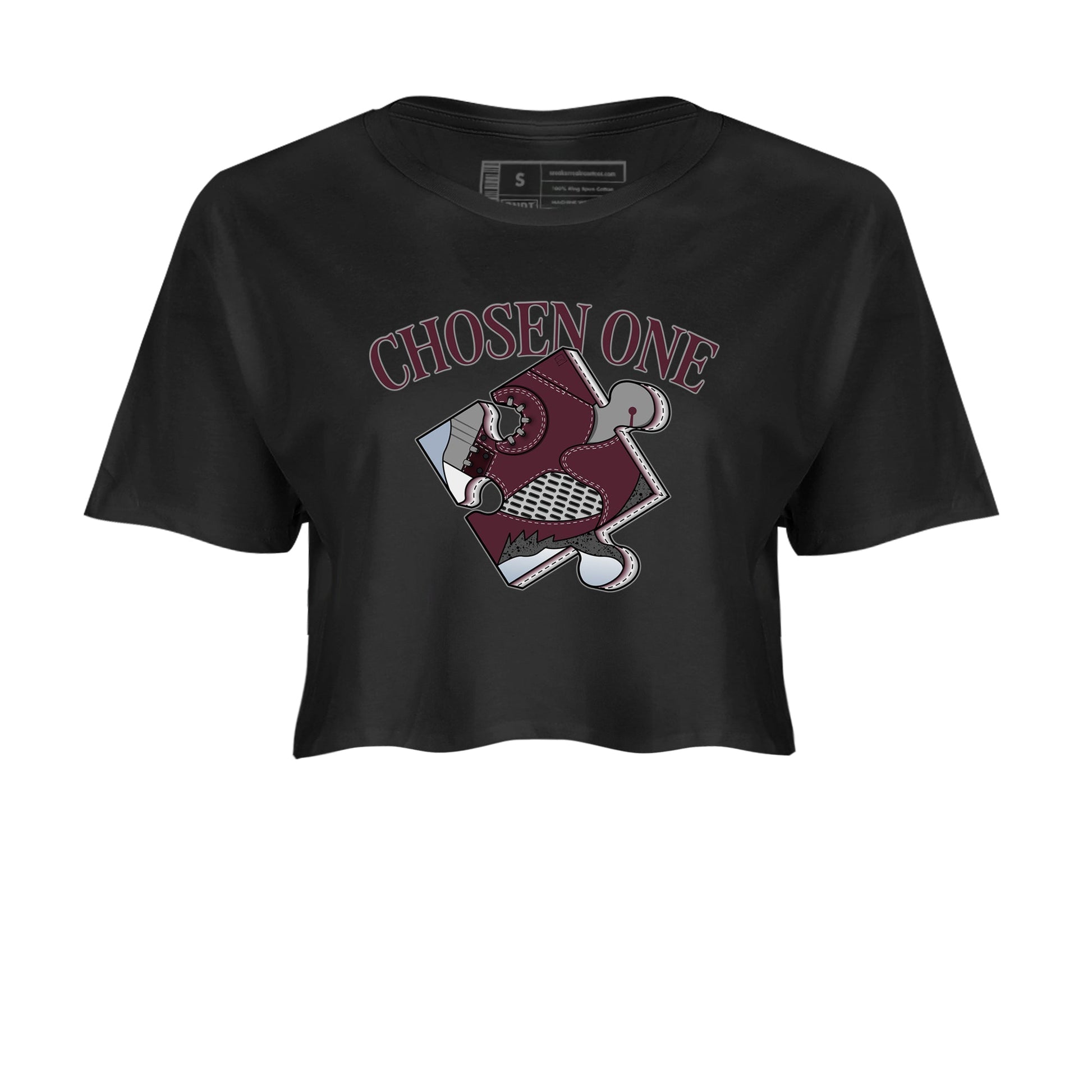 Jordan 5 Burgundy shirt to match jordans Sneaker Puzzle sneaker tees Crew Neck AJ5 Burgundy SNRT Sneaker Release Tees Black 2 Crop T-Shirt