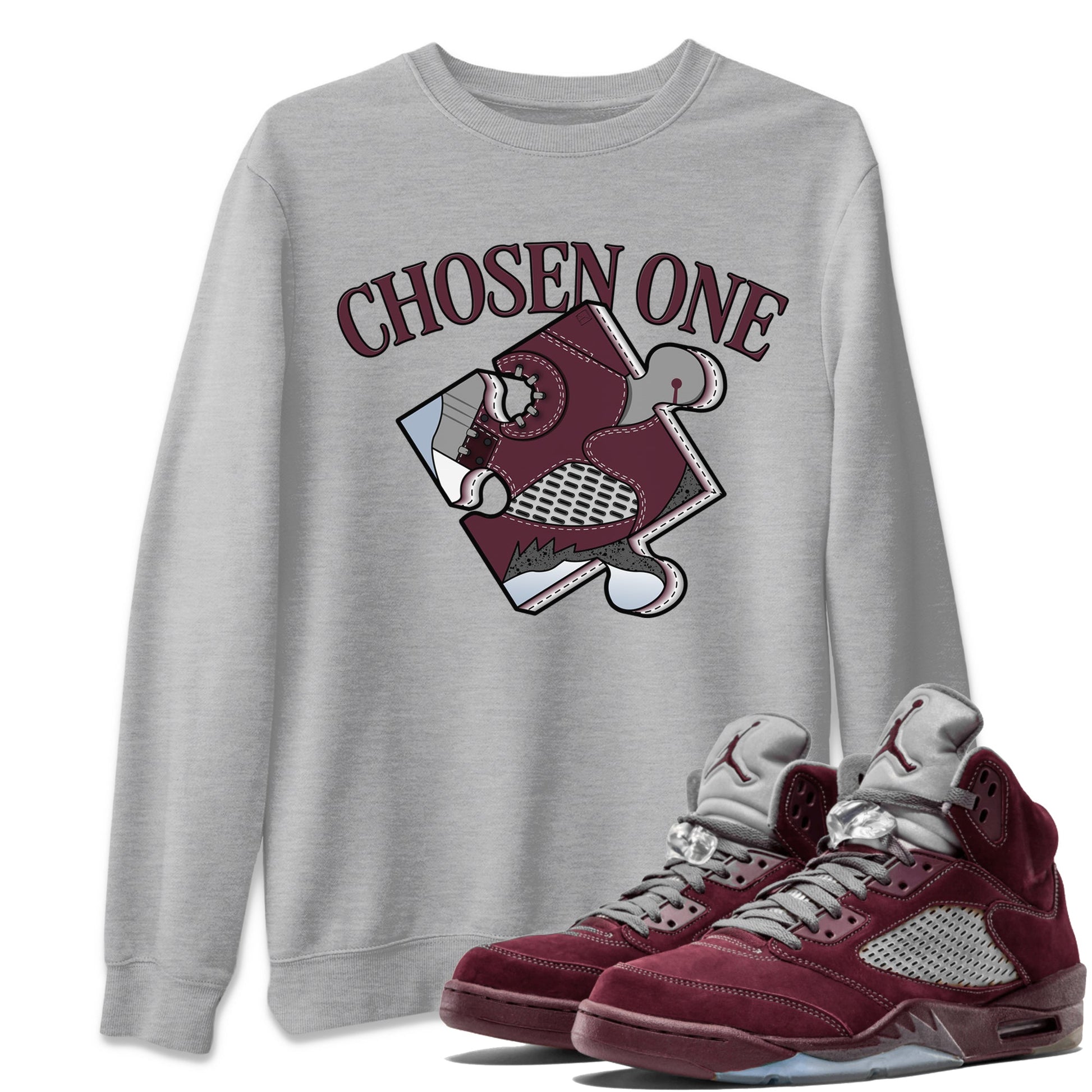 Jordan 5 Burgundy shirt to match jordans Sneaker Puzzle sneaker tees Crew Neck AJ5 Burgundy SNRT Sneaker Release Tees Unisex Casual Shirts Heather Grey 1 T-Shirt