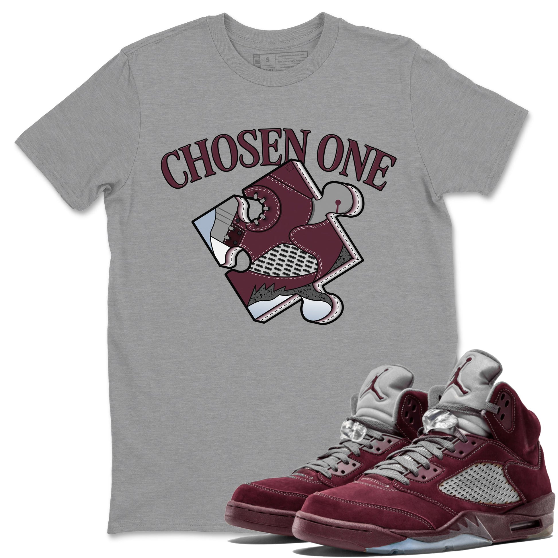 Jordan 5 Burgundy shirt to match jordans Sneaker Puzzle sneaker tees Crew Neck AJ5 Burgundy SNRT Sneaker Release Tees Unisex Casual Shirts Heather Grey 1 T-Shirt