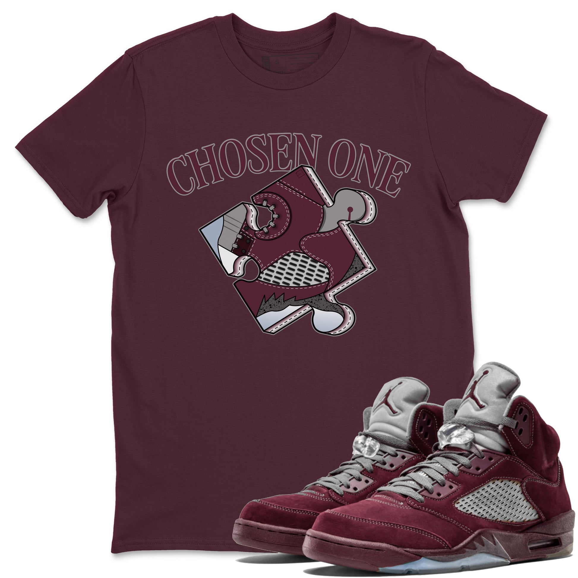 Jordan 5 Burgundy shirt to match jordans Sneaker Puzzle sneaker tees Crew Neck AJ5 Burgundy SNRT Sneaker Release Tees Unisex Casual Shirts Maroon 1 T-Shirt